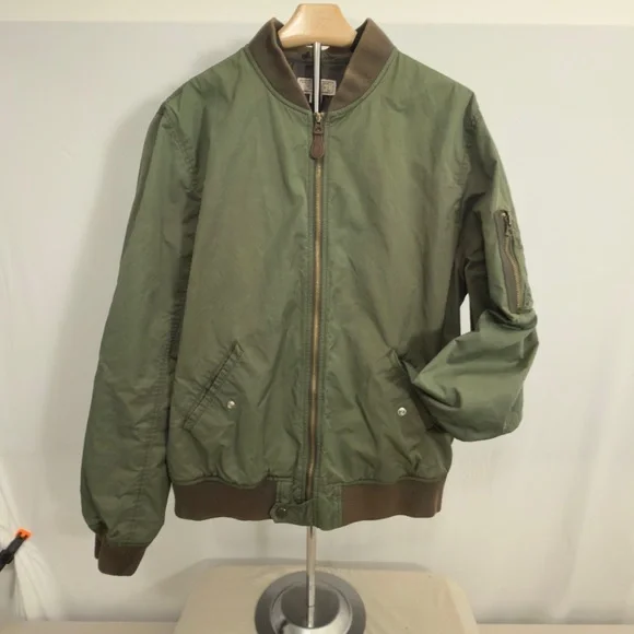 J.Crew Wallace & Barnes Bomber Flight Jacket- Olive Green- Men’s Large - Picture 1 of 5
